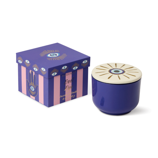 Paddywax Charmed geurkaars met Evil Eye keramieken deksel - luxe geurkaars en woonaccessoire