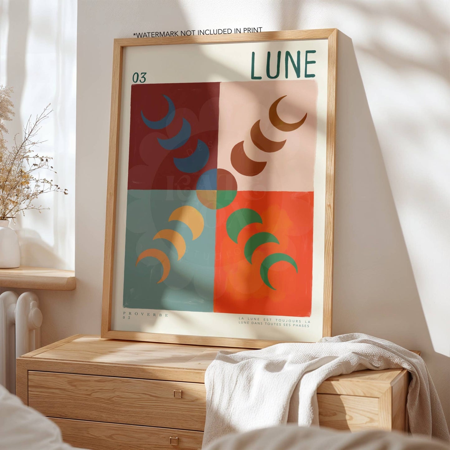 Herfstmaan – Kleurrijke Handgetekende Kunstprint A4