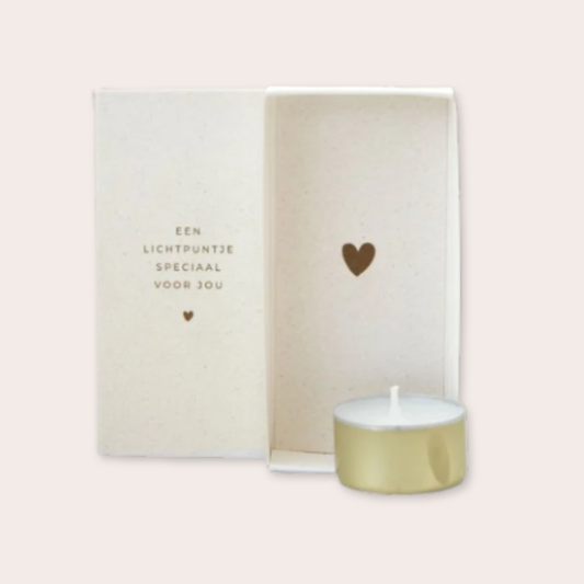 Een lichtpuntje speciaal voor jou, waxinelichtje in een doosje