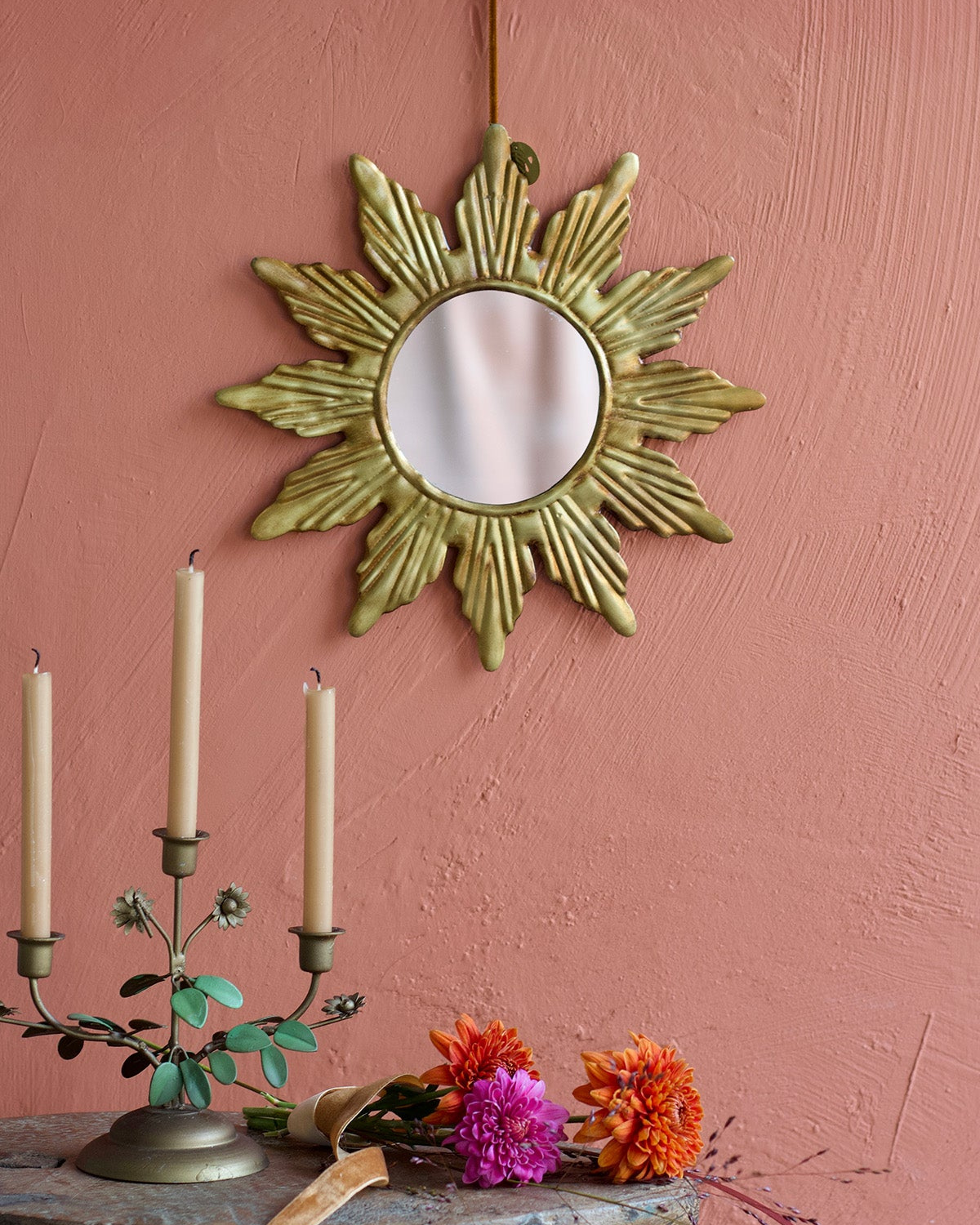 Stellaire spiegel - Handgemaakte Messing Spiegel met Stervorm