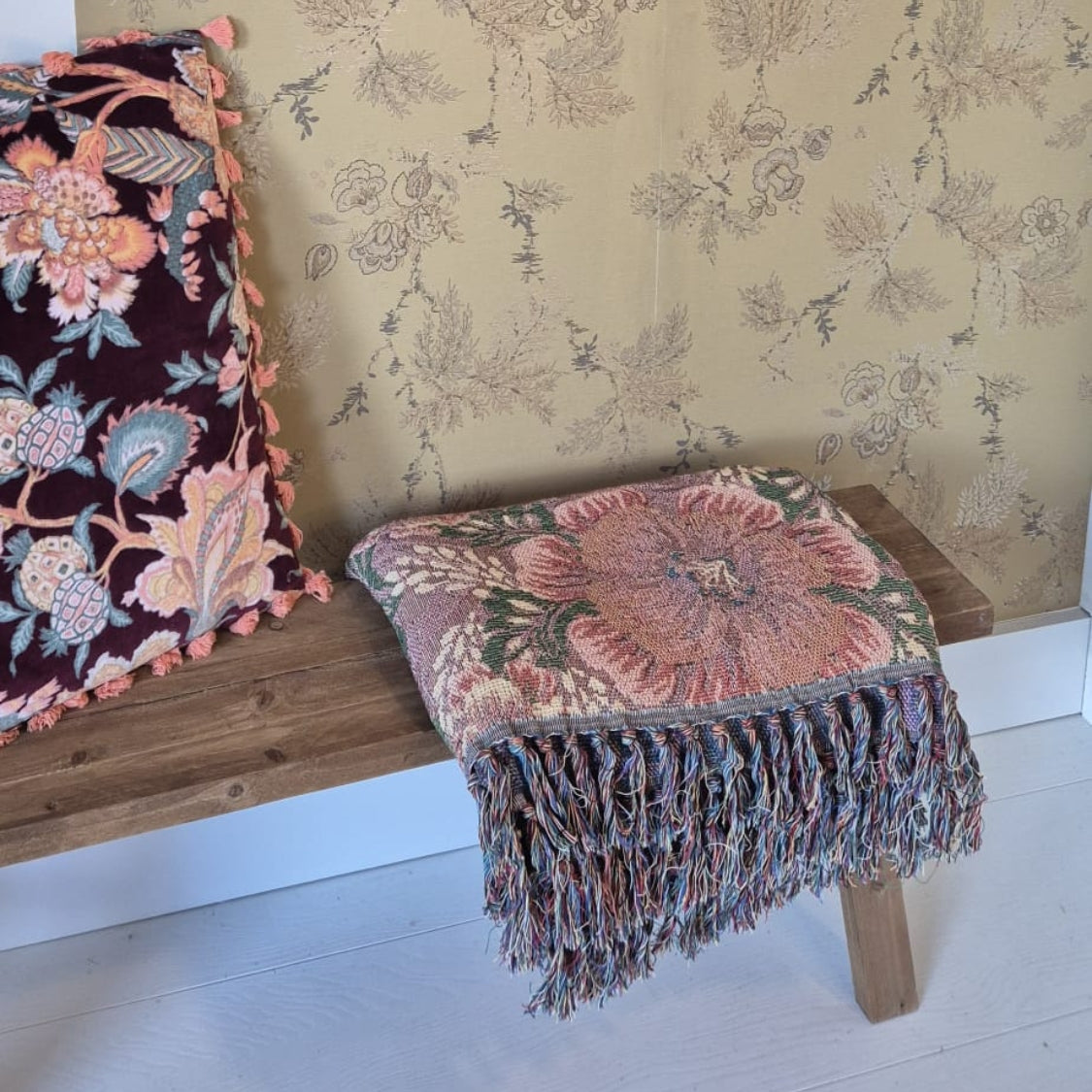 Imbarro Plaid  Margherita – Jacquard Bloemen Dessin | Bij Suus