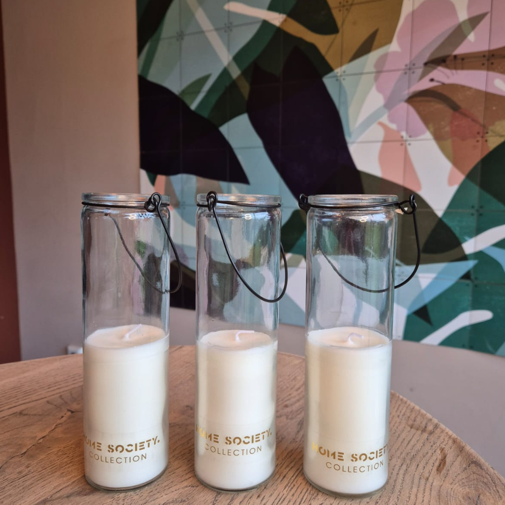Kaars in glas off white home society woonaccessoires