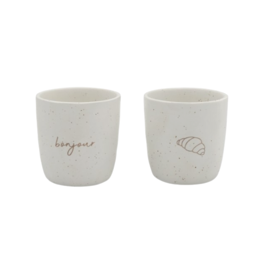 Leeff Mokjes Croissant Bonjour set van 2 keramiek wit, stijlvolle keukenaccessoires Bij Suus