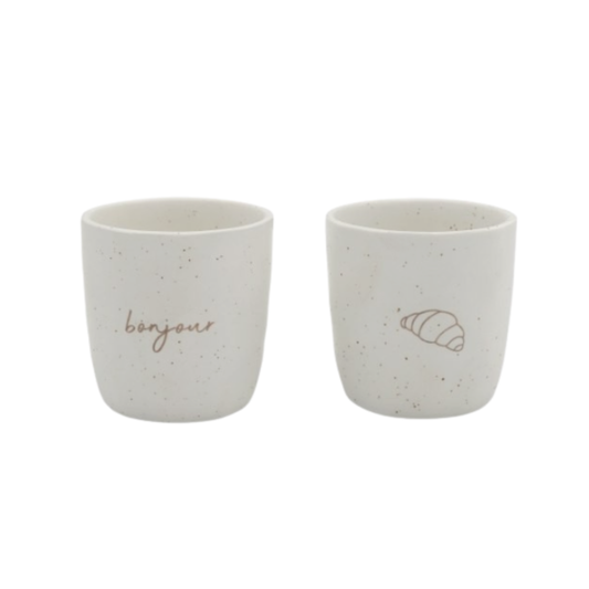 Leeff Mokjes Croissant Bonjour set van 2 keramiek wit, stijlvolle keukenaccessoires Bij Suus