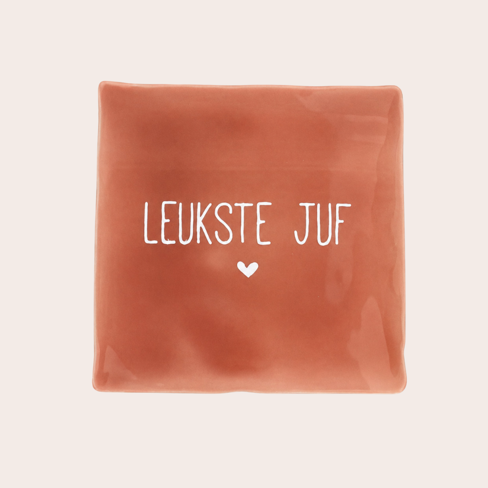 Keramieken tegeltje leukste juf, bedankje juf