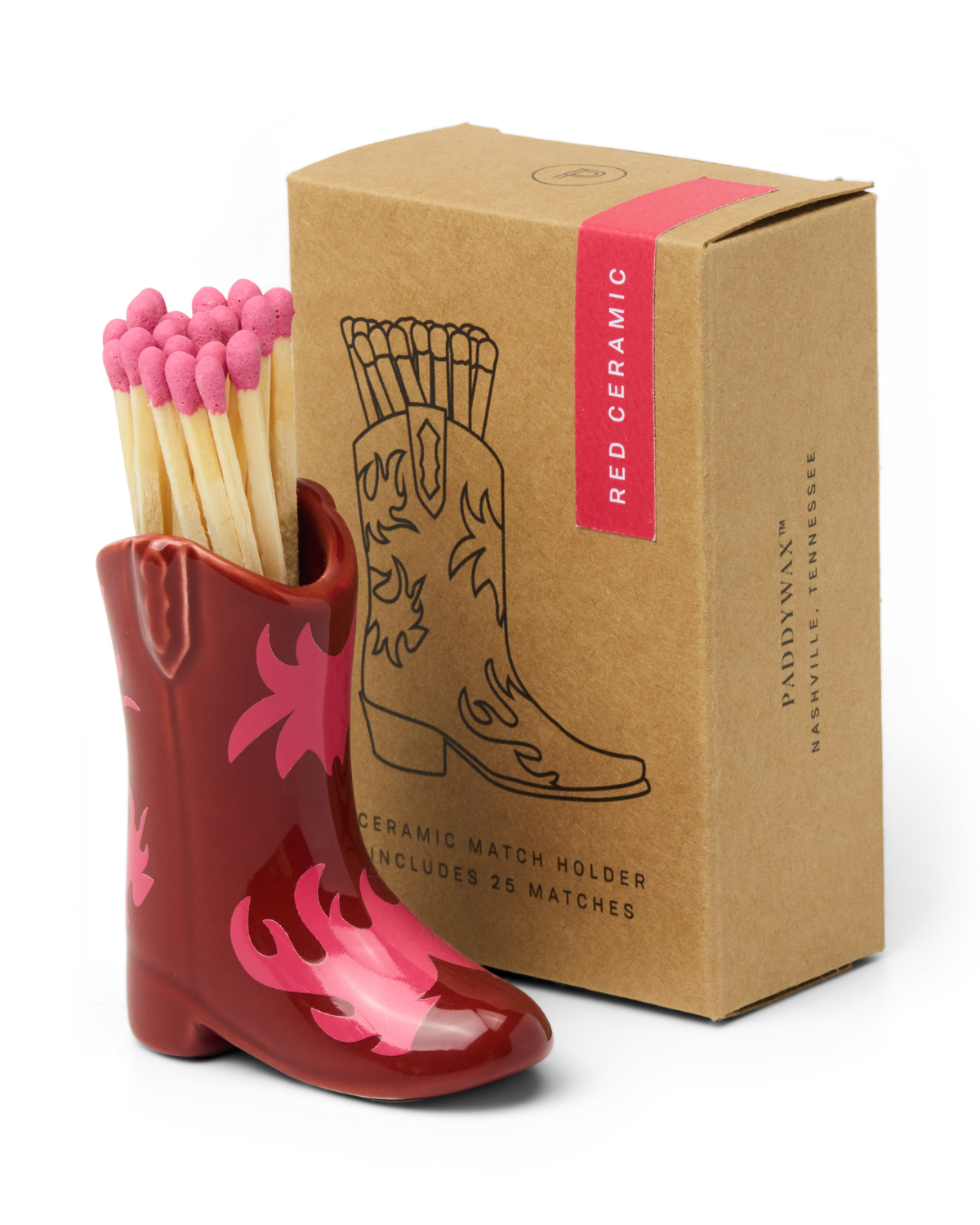 Keramische cowboylaars met strijkvlak en 25 lucifers - uniek woonaccessoire en luxe cadeau Bij Suus