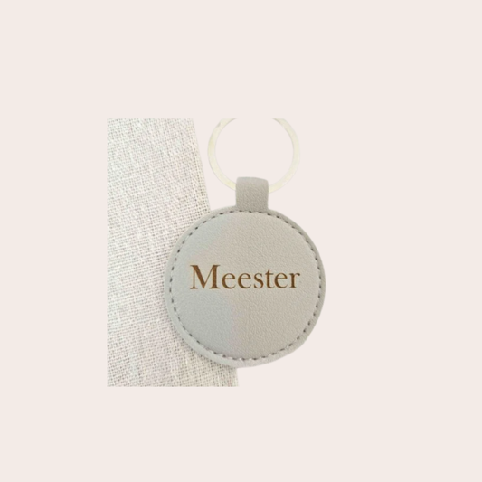 Leren sleutelhanger meester, bedankje einde schooljaar meester