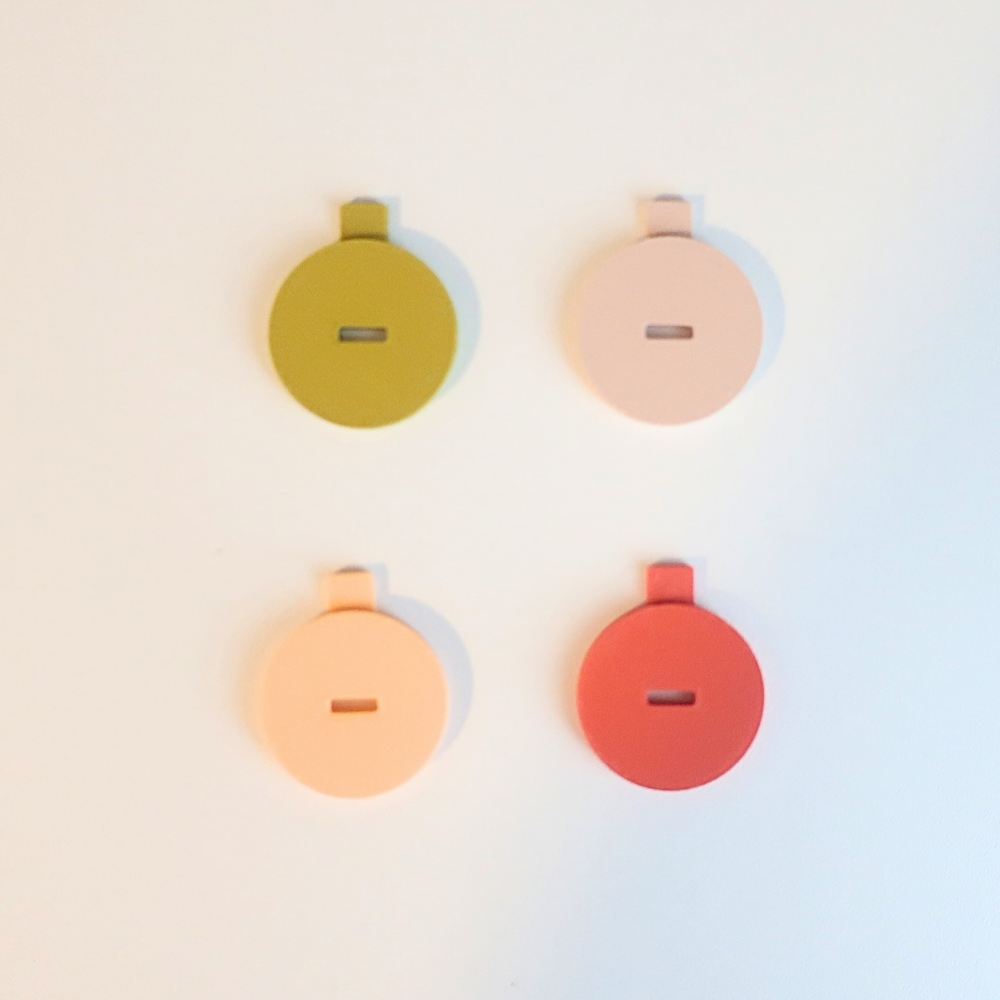 Tussenschakels van Muuss in de kleuren Mostergrond, Beige, Perzik en Oranje-rood