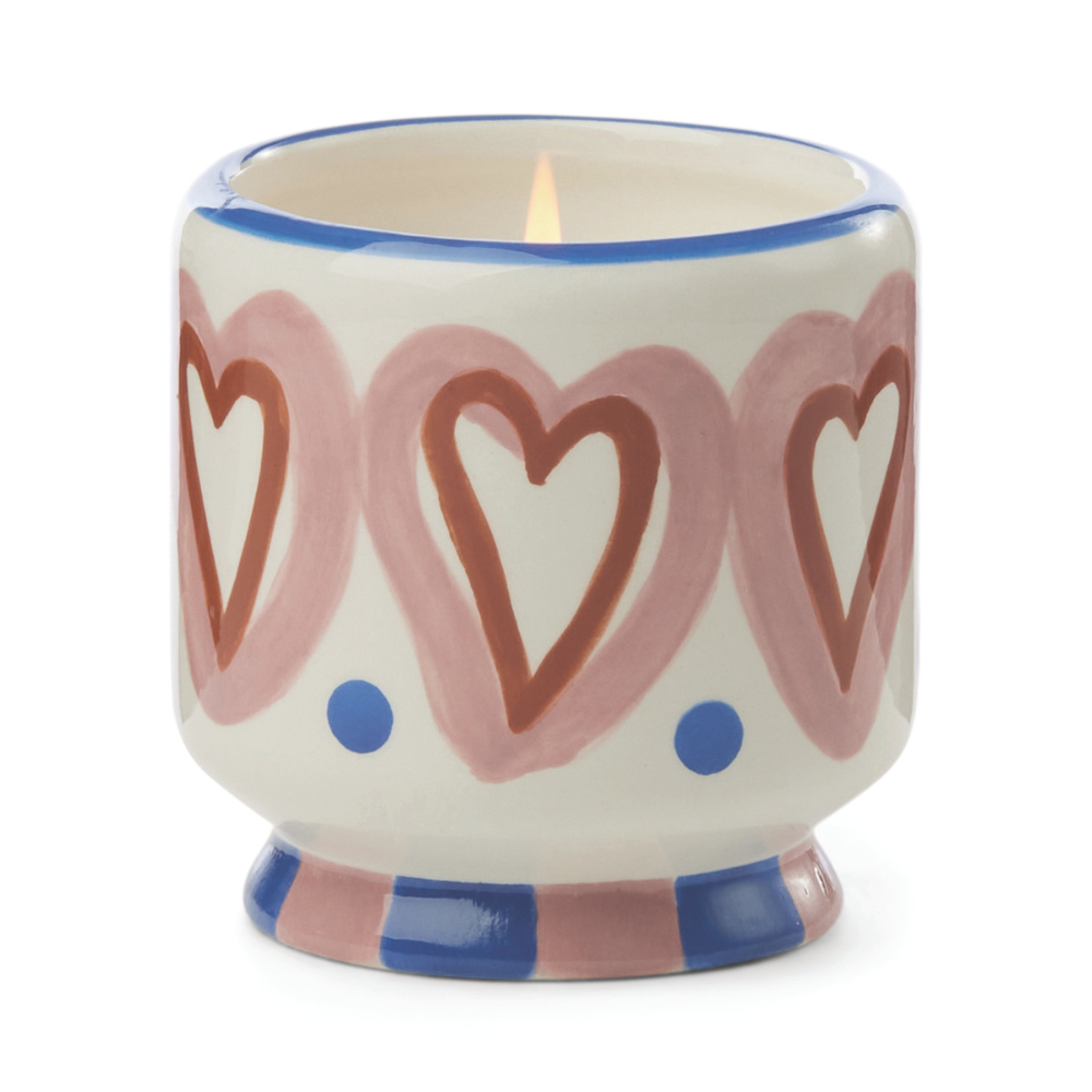 Paddywax A Dopo Hearts geurkaars Rosewood Vanilla 226g met stofcover - herbruikbaar woonaccessoire Bij Suus
