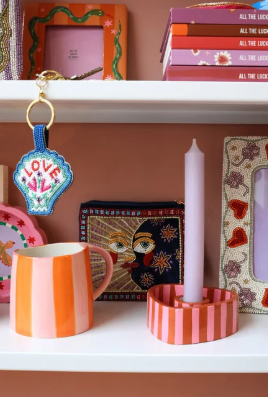 Kandelaar hartje gestreept