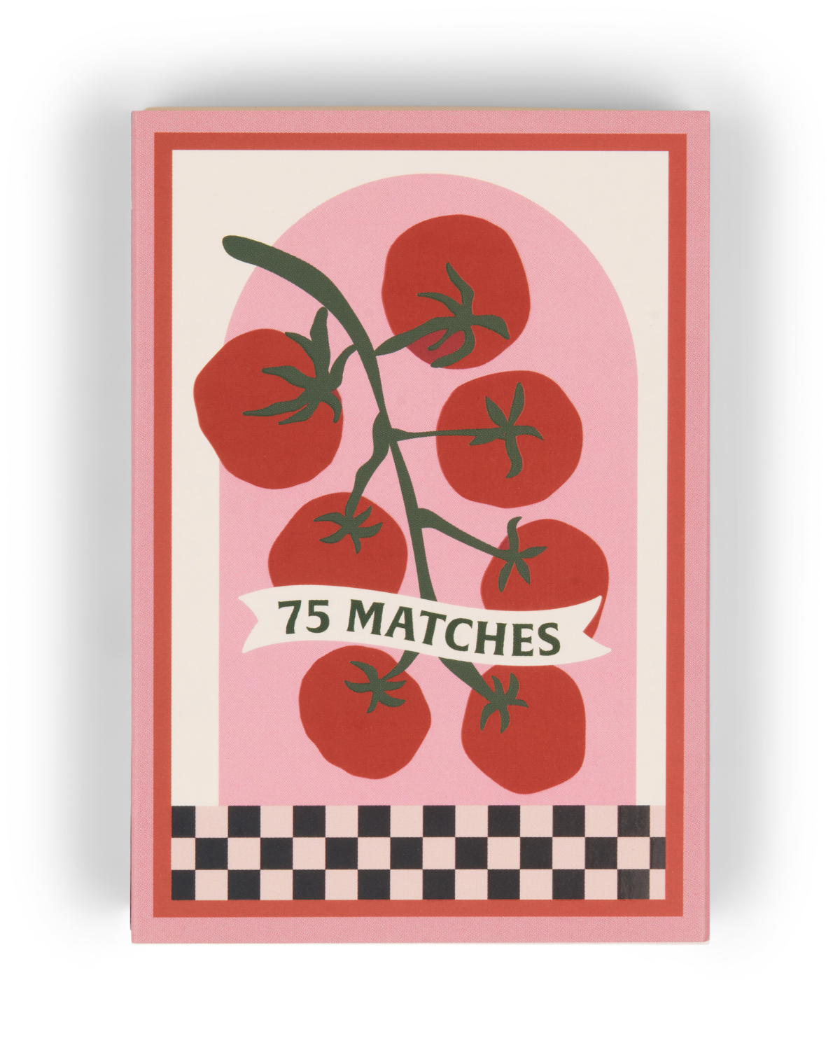 Close-up A Dopo Boxed Matches Tomato Vine met gekleurde lucifertips en vrolijk zomers design