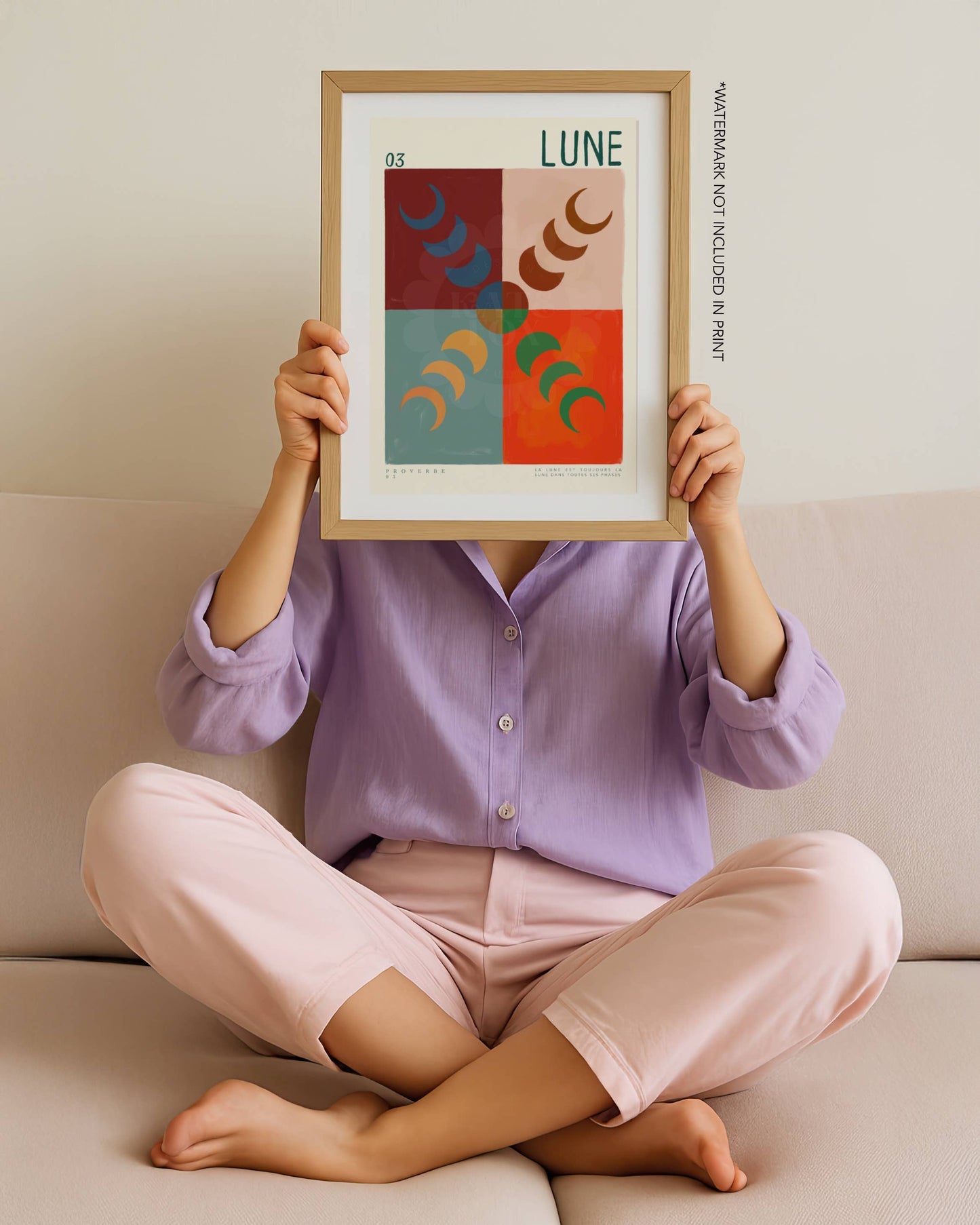 Herfstmaan – Kleurrijke Handgetekende Kunstprint A4