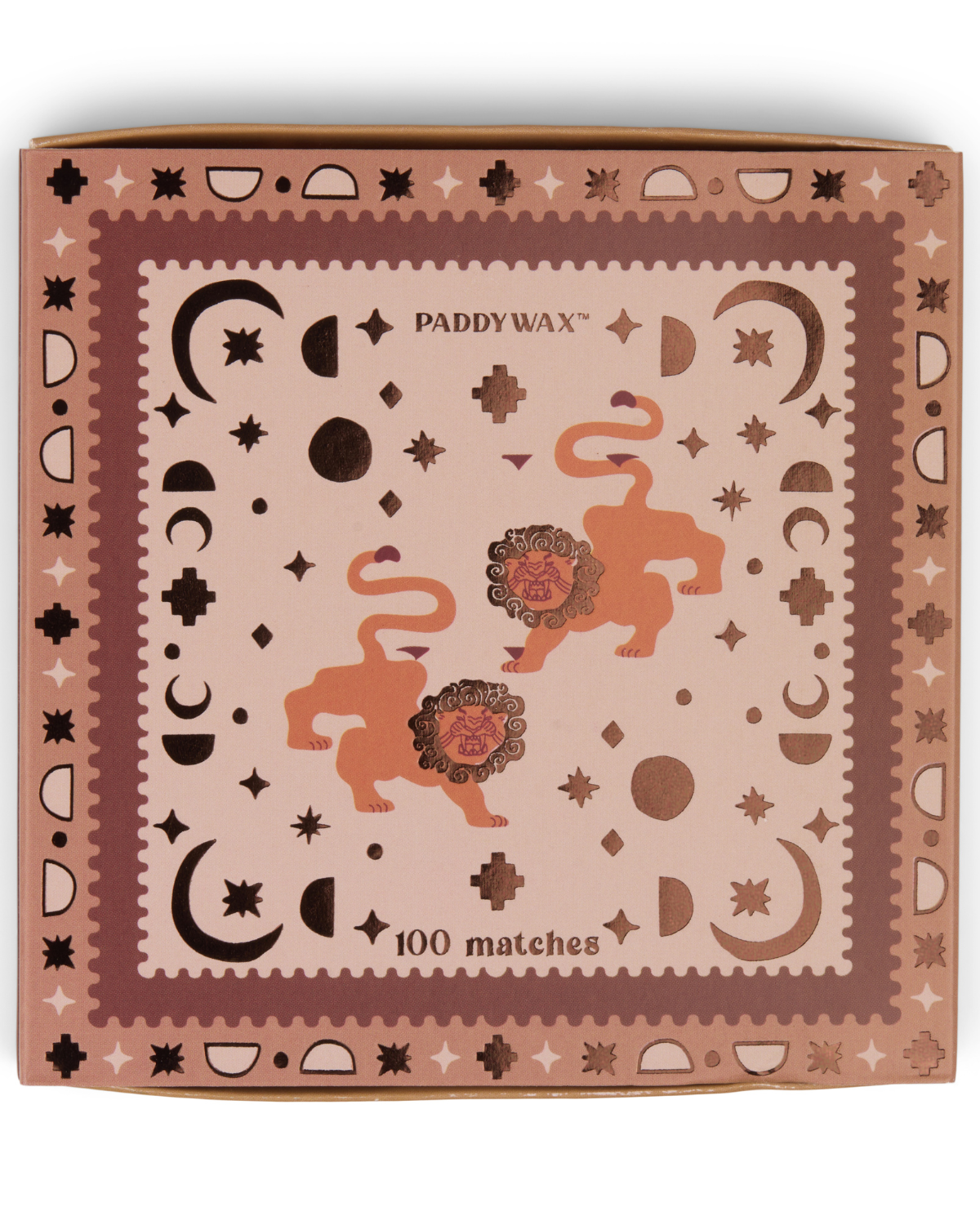 Close-up Jumbo Boxed Matches Lions met gekleurde lucifertips en luxueus handillustratie design