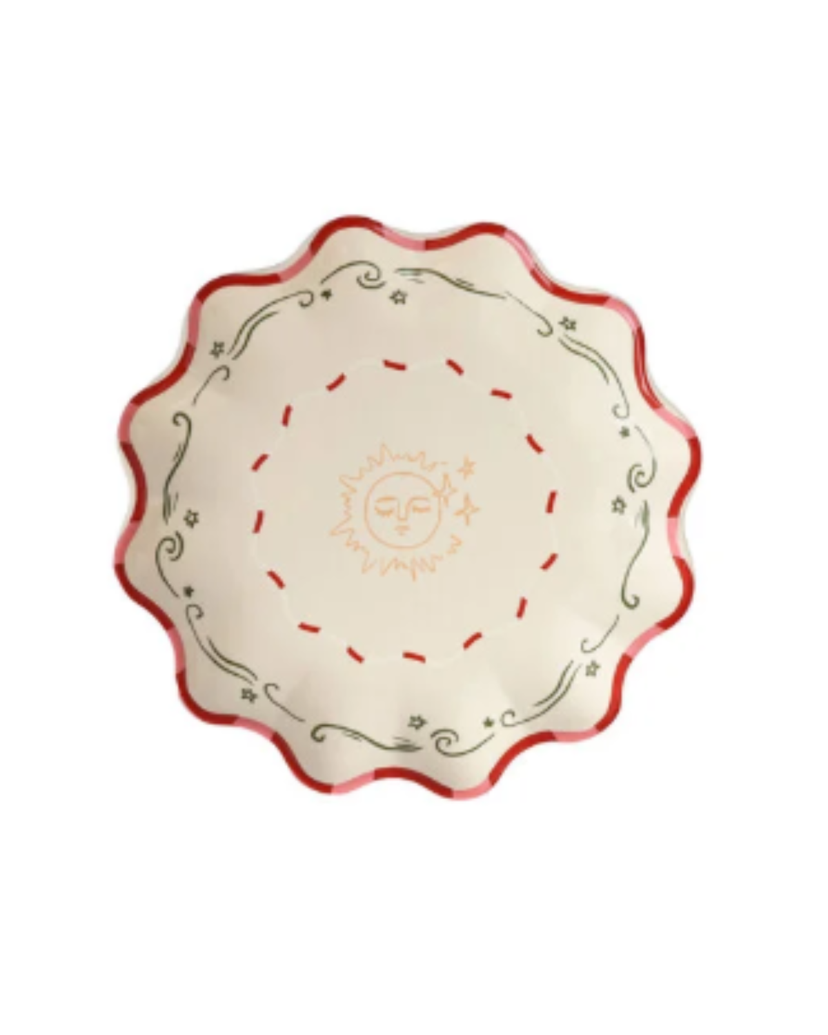 Handgemaakt keramieken Small Sun bordje van All the luck in the world, kleurrijk en speels, perfect als vrolijk accent op tafel of in de keuken